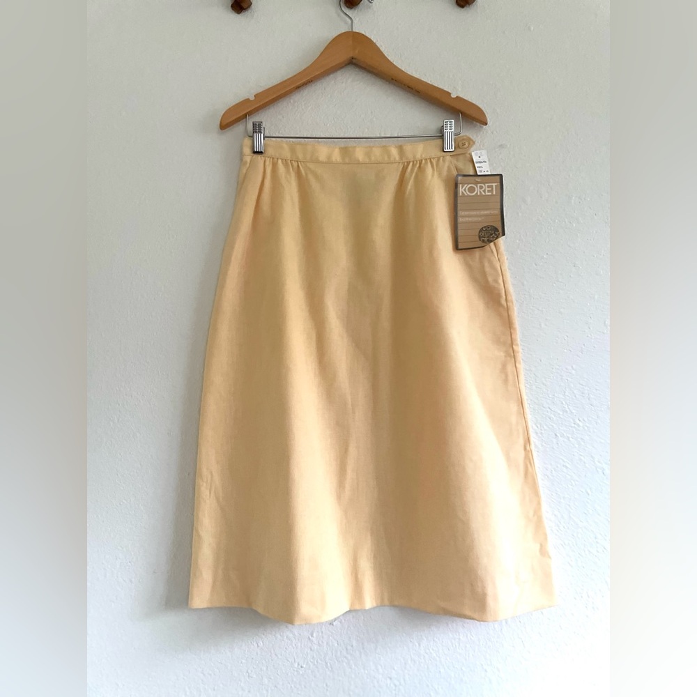 Vintage Cotton Blend Midi Skirt Buttery Pale Peach NWT Deadstock Koret 80s